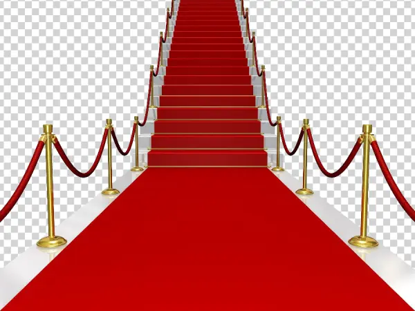 Red Carpet Staircase with Golden Ropes PNG