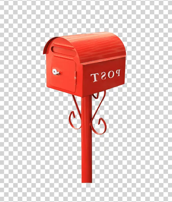 Red Mailbox on Stand PNG Transparent Background
