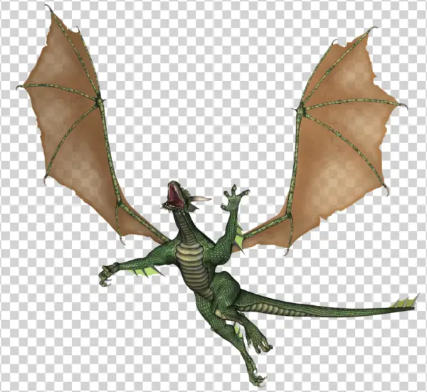 Flying Green Dragon PNG Transparent Background