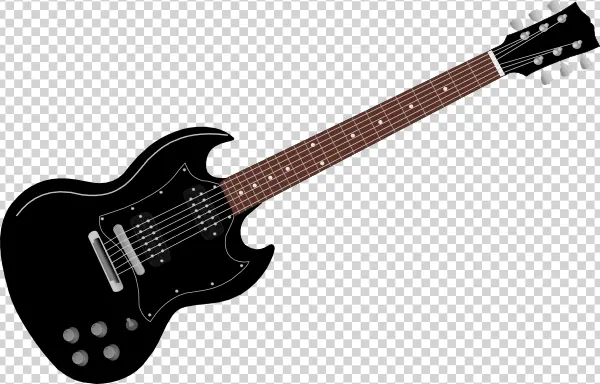 Black Electric Guitar PNG Transparent Background