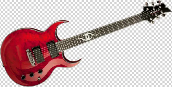 Red Flame Maple Electric Guitar PNG Transparent Background