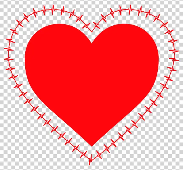 Red Heart with Heartbeat Outline PNG Transparent Background