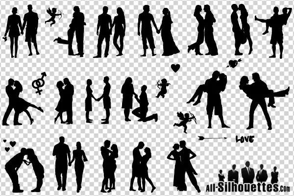 Romantic Couple Silhouettes Collection PNG