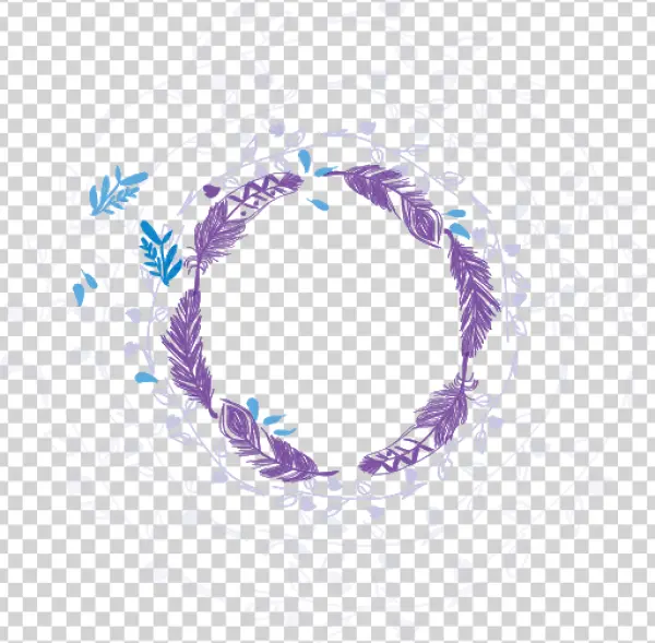 Boho Feather and Leaf Wreath PNG Transparent