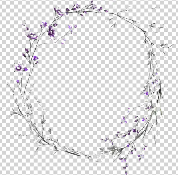 Elegant Purple Floral Wreath PNG Transparent Background