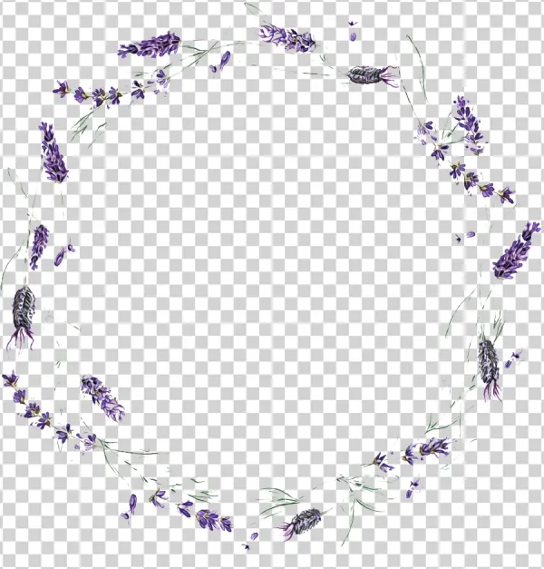 Watercolor Lavender Floral Wreath PNG