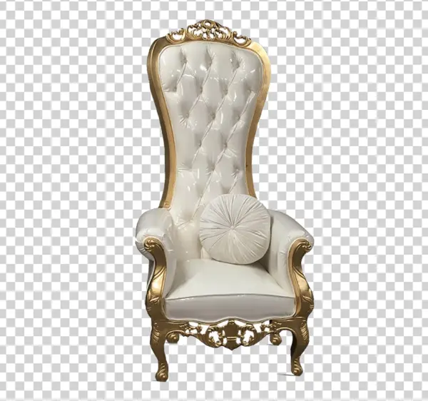 Elegant White and Gold Throne Chair PNG