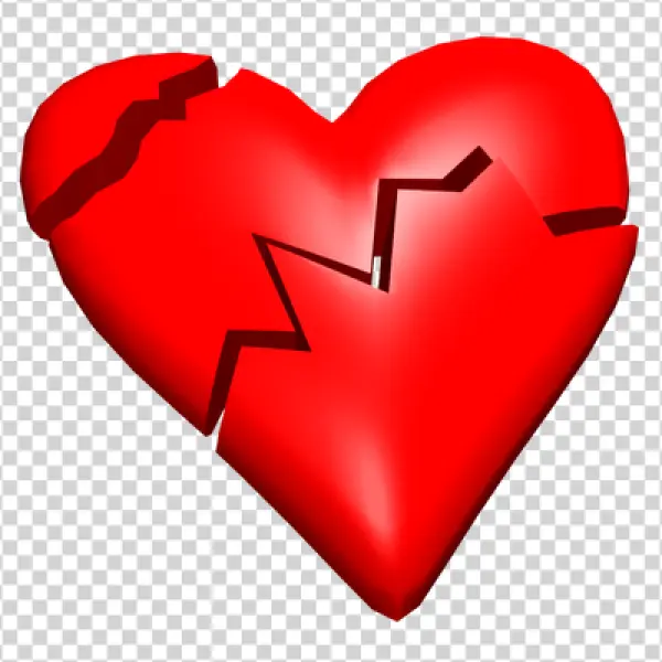 Broken Red Heart PNG Transparent Background