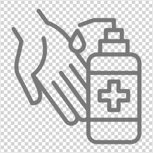 Hand Sanitizer Dispenser and Hand Outline Icon PNG