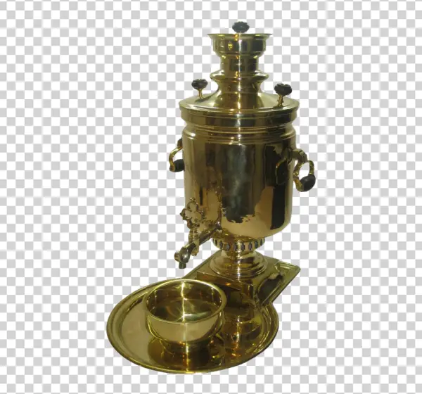 Brass Samovar with Cup PNG Transparent Background