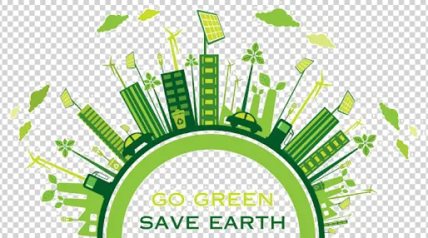 Go Green Save Earth Eco City PNG Transparent Background