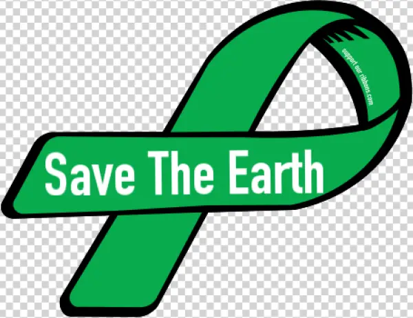 Save The Earth Green Ribbon PNG Transparent Background