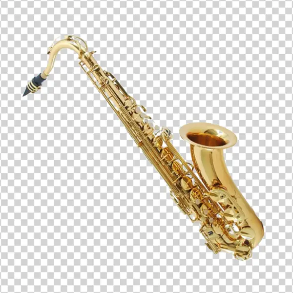 Golden Saxophone Instrument PNG Transparent