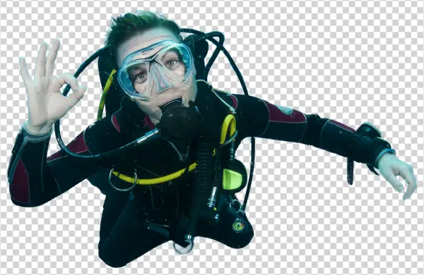Scuba Diver Showing OK Sign PNG Transparent