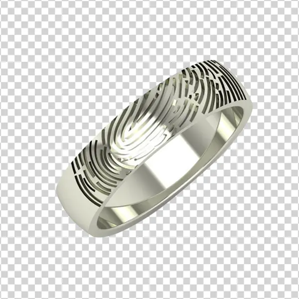 Silver Fingerprint Design Ring PNG Transparent