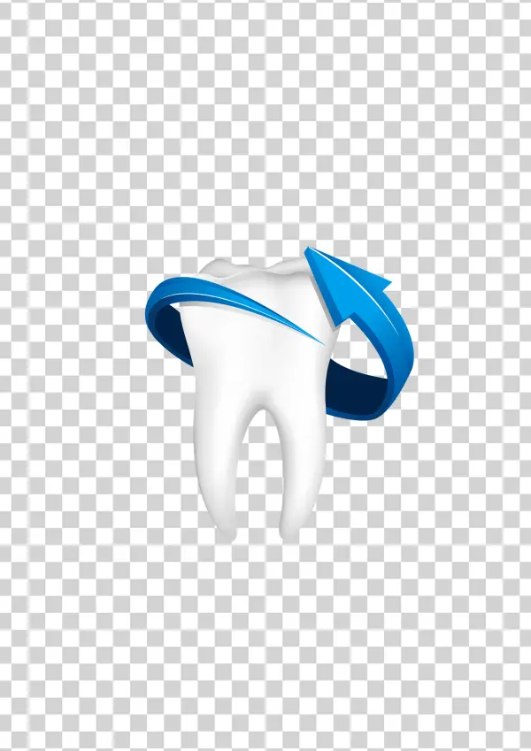 Tooth with Blue Arrow PNG Transparent