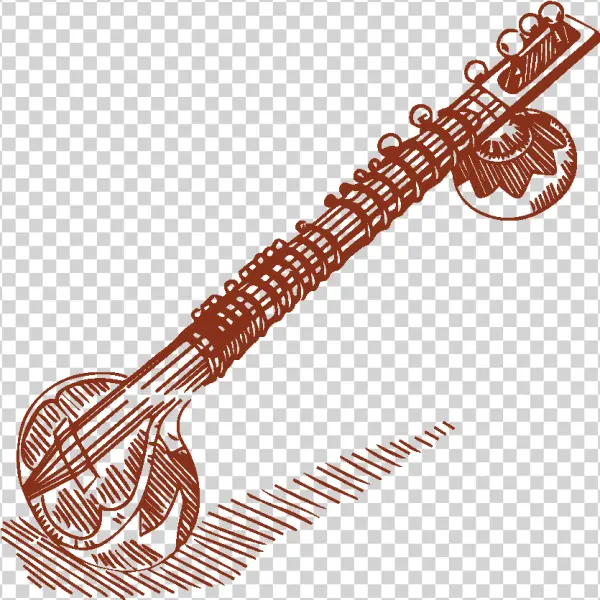 Sitar Outline PNG Transparent Background