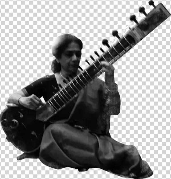 Woman Playing Sitar PNG Transparent Background