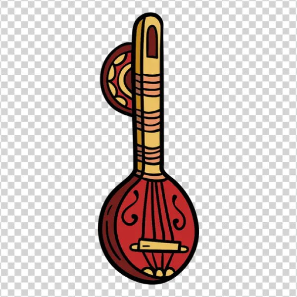 Stylized Indian Veena PNG Transparent