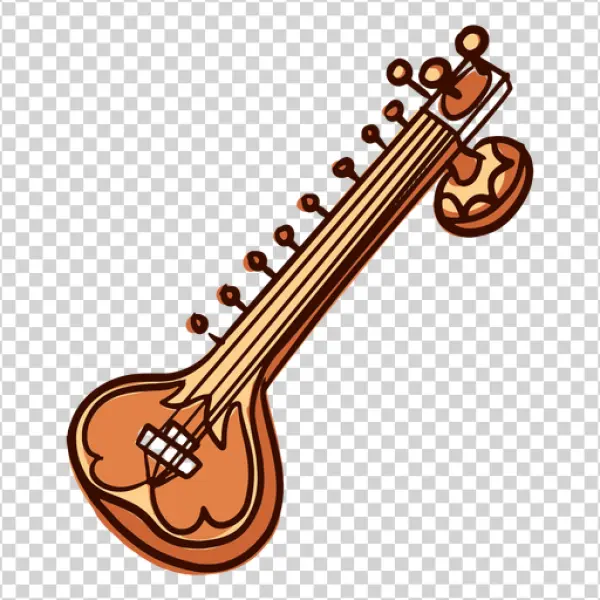 Stylized Sitar PNG Transparent Background