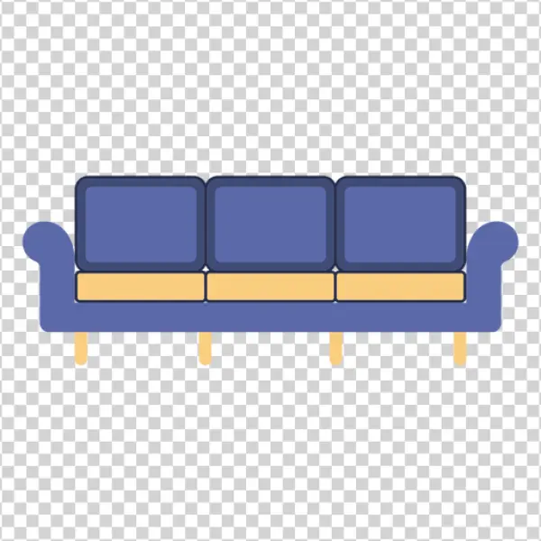 Cartoon Blue Sofa PNG Transparent Background