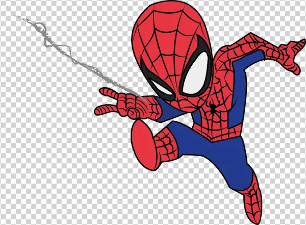 Chibi Spider-Man Web-Slinging PNG Transparent