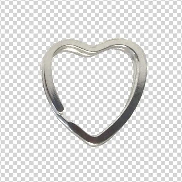 Silver Heart Keychain Ring PNG Transparent Background