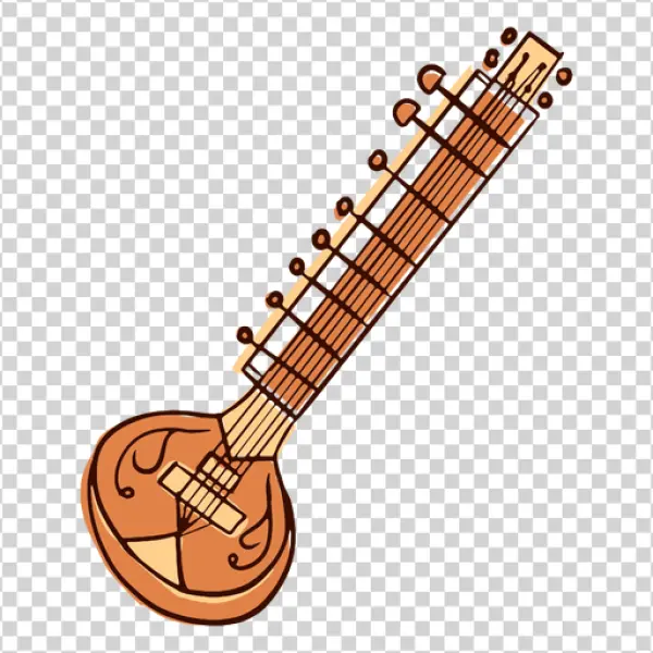 Indian Sitar Musical Instrument PNG