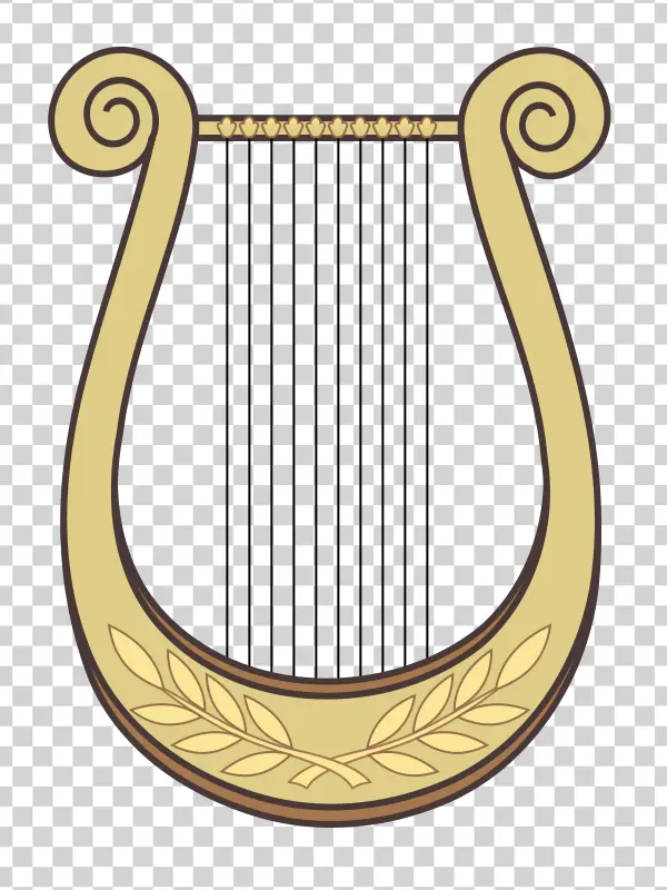 Golden Decorative Lyre PNG Transparent Background