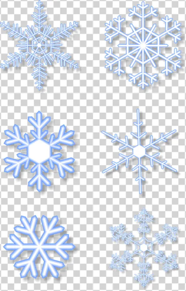 Glowing Blue Snowflakes PNG Transparent Background