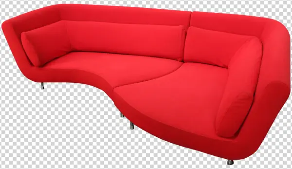 Red Curved Modern Sofa PNG Transparent Background