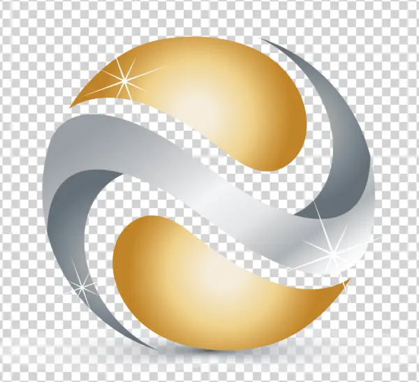 Gold and Silver Abstract Sphere Logo PNG