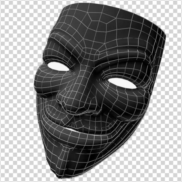 Wireframe Guy Fawkes Mask PNG Transparent