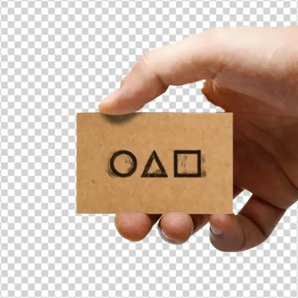 Squid Game Calling Card Held by Hand PNG