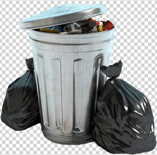 Full Trash Can with Bags PNG Transparent Background