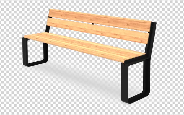 Modern Park Bench with Wooden Slats PNG