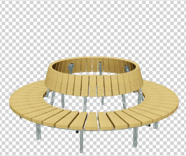 Circular Wooden Park Bench PNG Transparent
