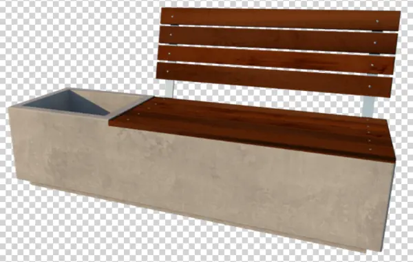 Modern Concrete Bench with Planter PNG Transparent