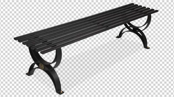 Black Metal Park Bench PNG Transparent Background
