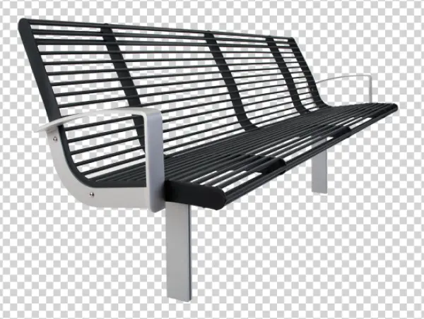 Modern Metal Park Bench PNG Transparent Background