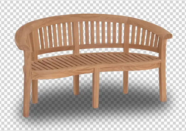 Curved Wooden Garden Bench PNG Transparent Background