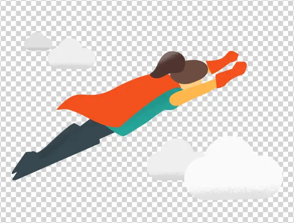 Flying Superhero Woman PNG Transparent Background
