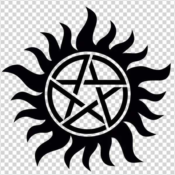 Dark Stylized Sun Icon PNG