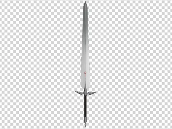Fantasy Sword with Red Trident Symbol PNG Transparent Background