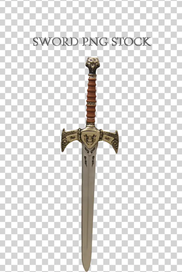 Lion Head Hilt Fantasy Sword PNG Transparent