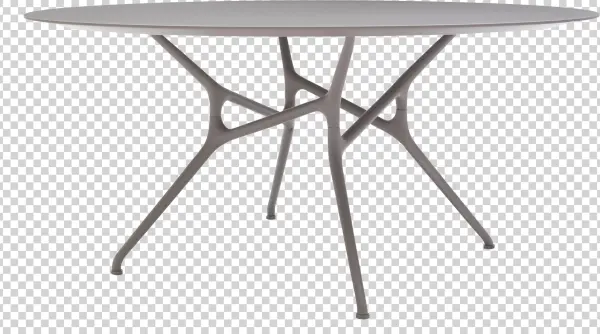 Modern Gray Round Table with Organic Base PNG Transparent
