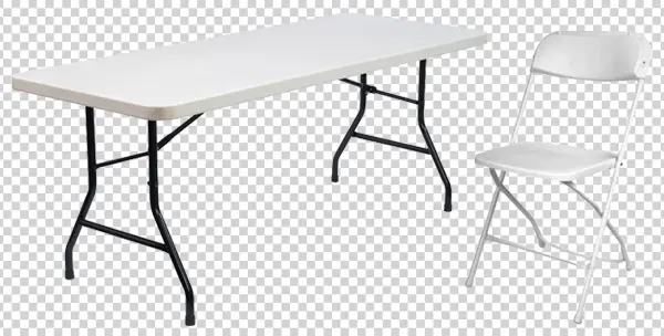 White Folding Table and Chair PNG Transparent Background