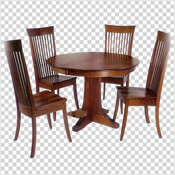 Round Wooden Dining Table and Chairs PNG Transparent