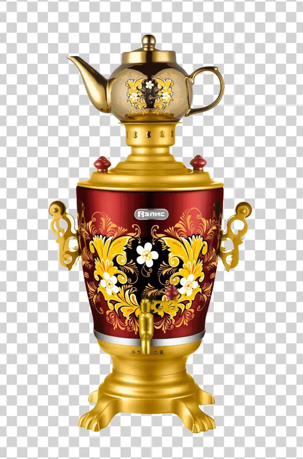 Russian Samovar with Teapot PNG Transparent Background