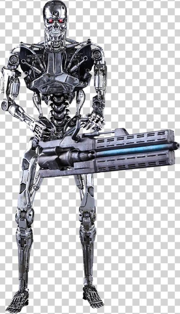 Terminator T-800 Robot Endoskeleton with Gun PNG